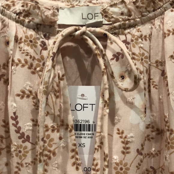 NWT LOFT Pink Floral Vine Tiered Dress - Picture 2 of 6